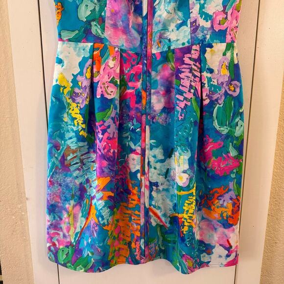 Amanda Uprichard Silk Multicolor
Marbled Watercolor Zip-Up Mini Dress Small USA - Picture 7 of 9